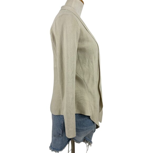 Eileen Fisher Sweater Women's Petite Small Open Front Cardigan Silk Blend Cream - Picture 2 of 10